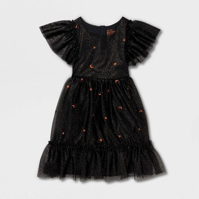 Girls' Adaptive Short Sleeve Halloween Dress - Cat & Jack™ Black L | Target