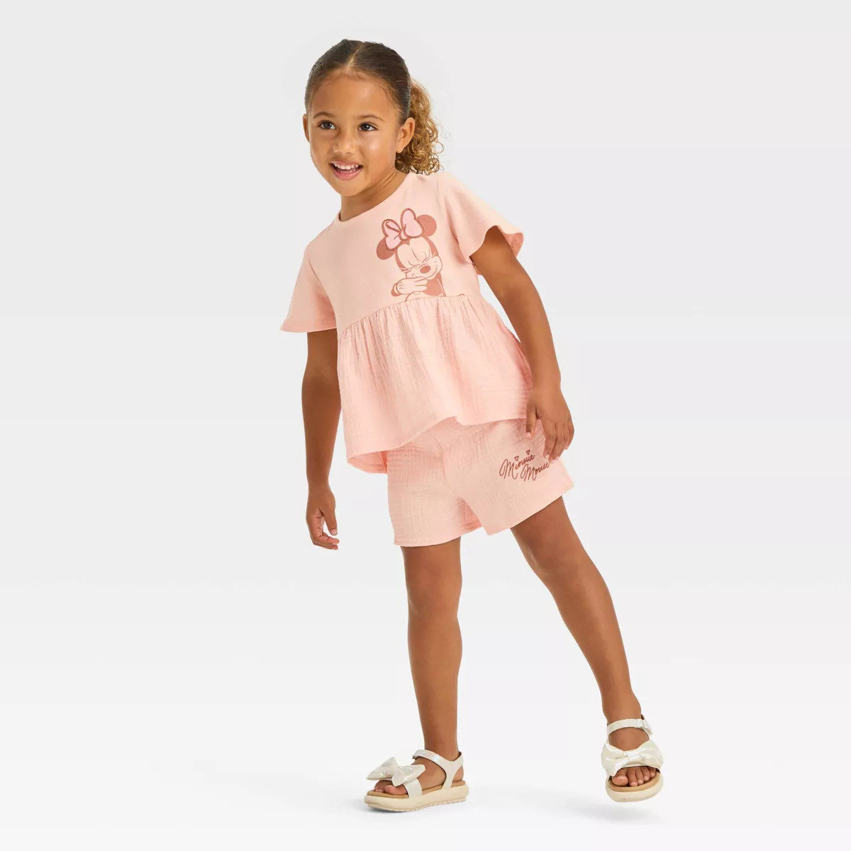 Toddler Girls' Disney Minnie Mouse Solid Top and Bottom Set - Pink | Target