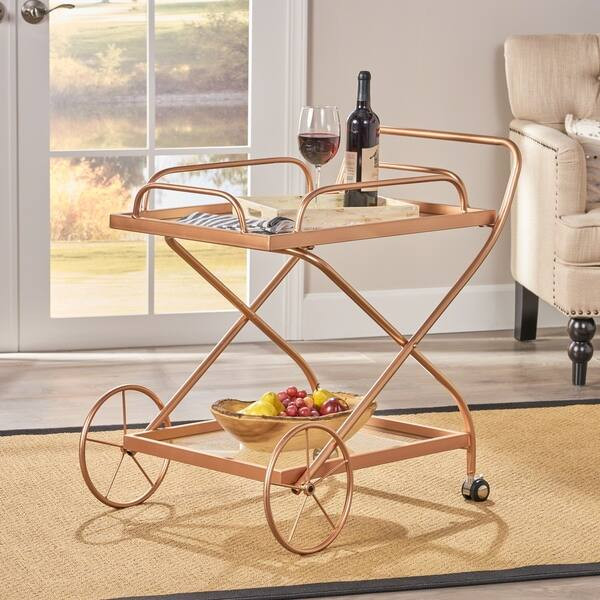 Perley Traditional Glass Bar Cart with Shelves by Christopher Knight Home | Bed Bath & Beyond