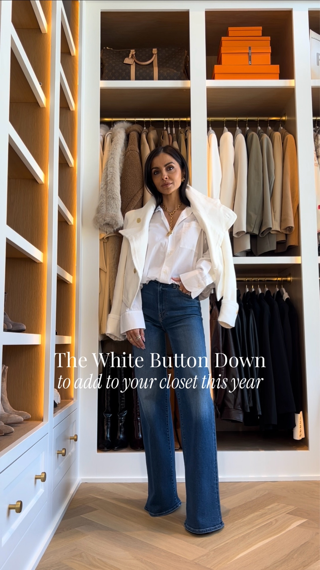 The most flattering white button-down shirt you’ll ever own.
Mother White cropped denim shirt love the cinch waist wearing an XS
Mother denim jeans wearing a size 24 run true two size
Gucci necklace
Zara viral white jacket wearing an XS
Amazon Hermes inspired bag

#LTKOver40 #LTKmomlife #LTKPetite