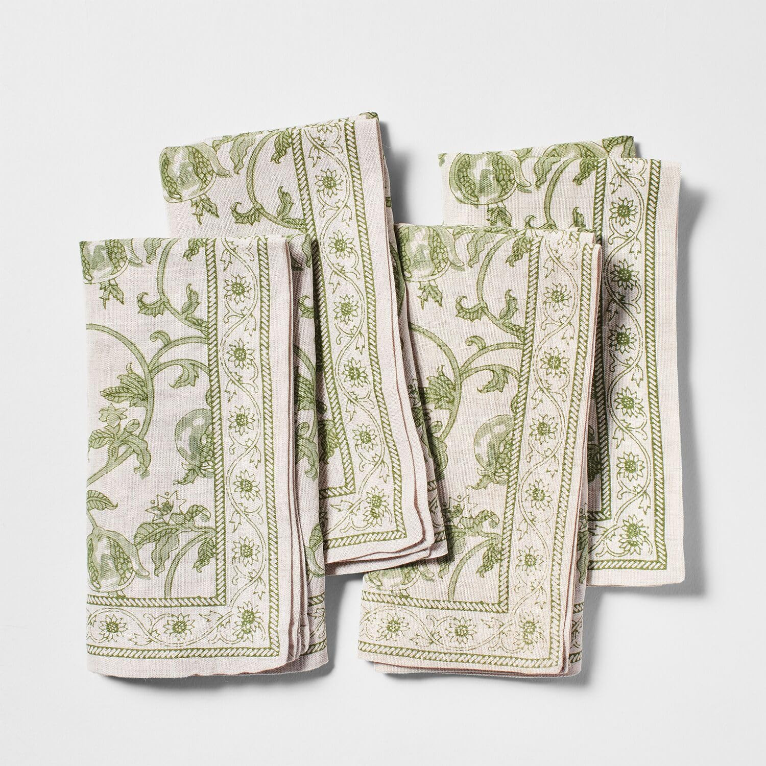 Sur La Table Floral Blossom Napkins, Set of 4, Green | Amazon (US)