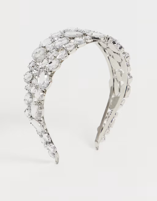 ASOS DESIGN encrusted crystal headband in silver tone | ASOS US