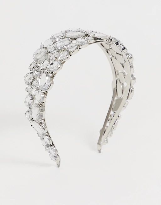 ASOS DESIGN encrusted crystal headband in silver tone | ASOS US