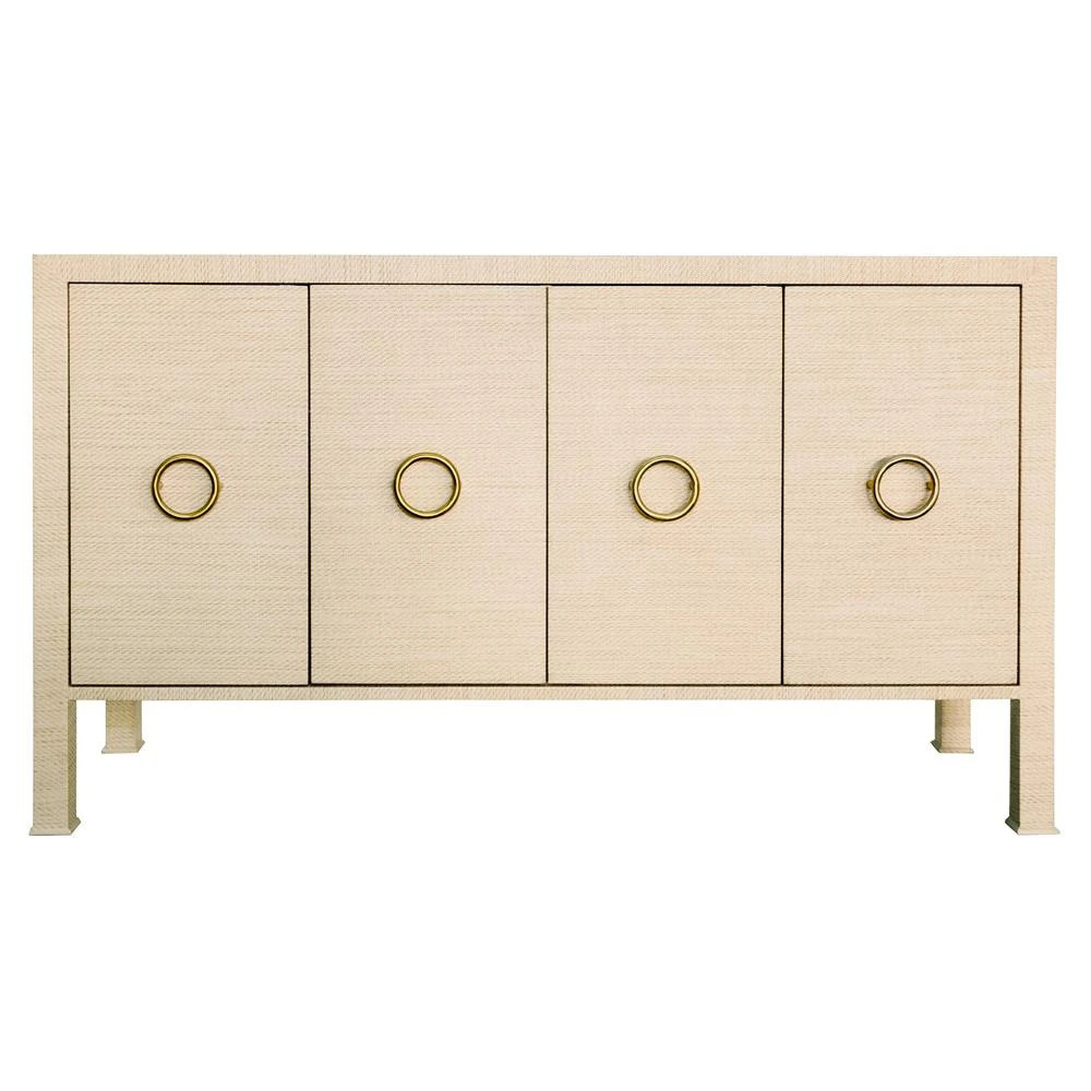 Worlds Away Rue Mid Century Modern Natural Grasscloth Buffet | Kathy Kuo Home