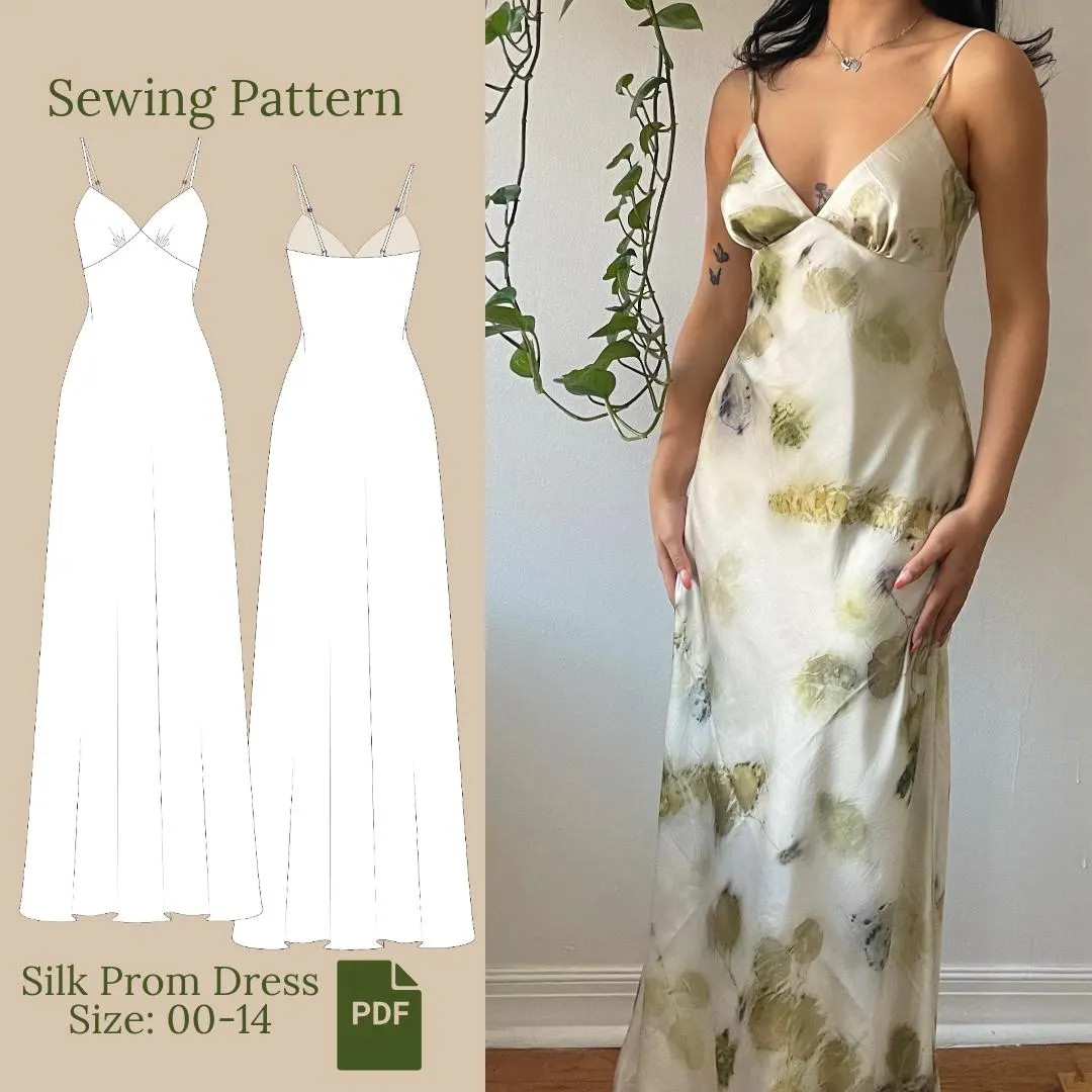 Silk Prom Dress Sewing Pattern PDF 00-14 - Etsy | Etsy (US)