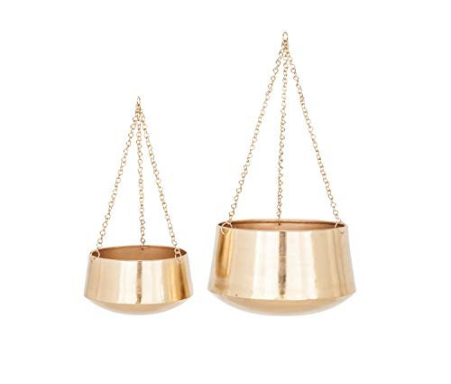 Deco 79 Metal Indoor Outdoor Wall Planter Indoor Outdoor Hanging Dome Hanging Planter with Chain, Set of 2 Plant Hanger 5", 7"H, Gold | Amazon (US)