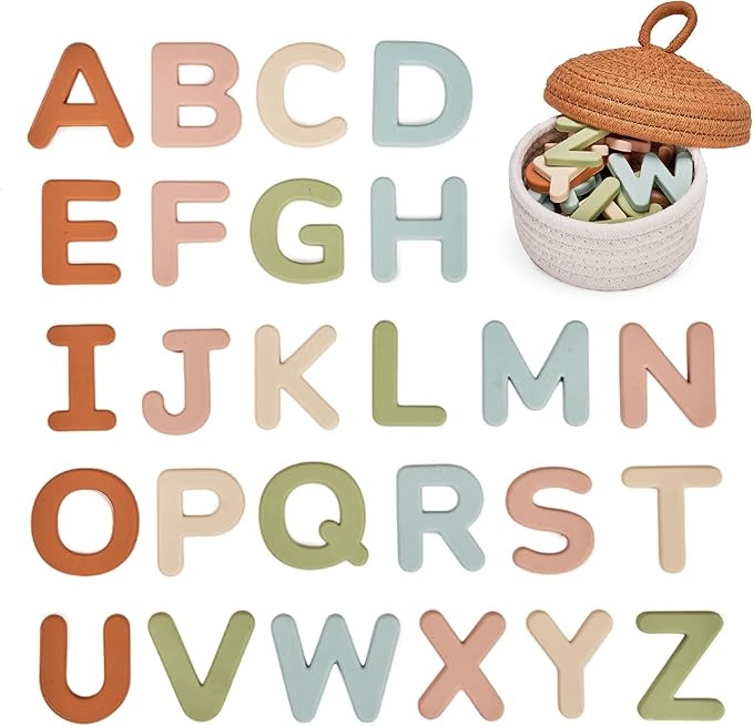 JoyCat Silicone Alphabet Magnetic Letters, 26 Uppercase ABC Fridge Magnets for Toddlers & Kids, B... | Amazon (US)