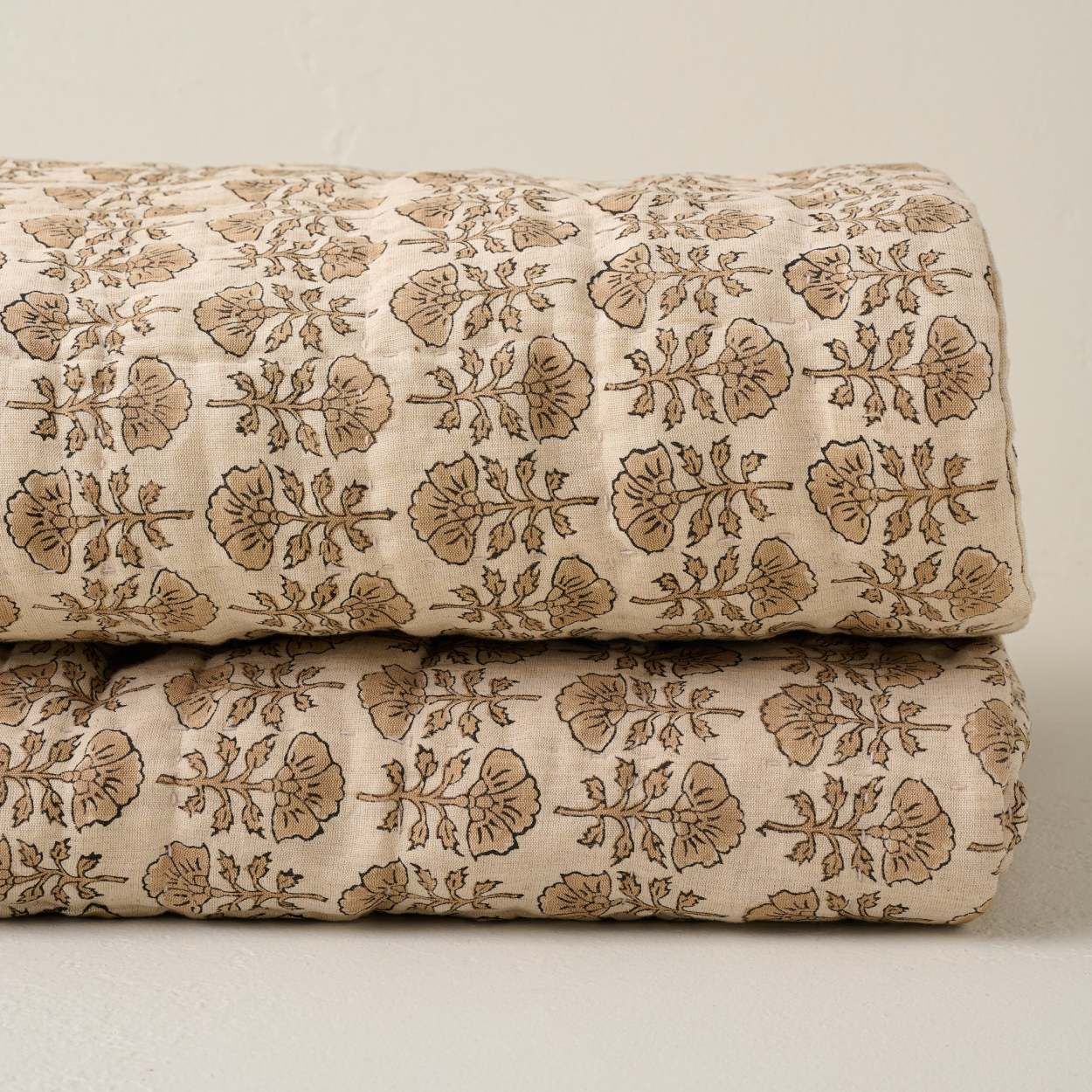 Flora Block Print Quilt - Natural | Magnolia