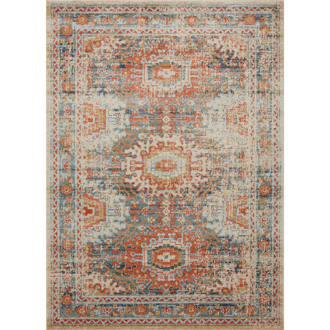 Loloi II Jocelyn 8 x 10 (ft) Loomed Polypropylene Mist / Multi Rectangular Indoor Distressed/Over... | Lowe's