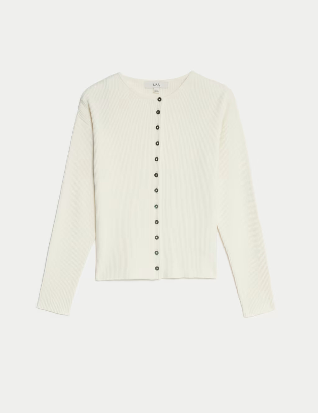 Ribbed Crew Neck Cardigan | Marks & Spencer (UK)