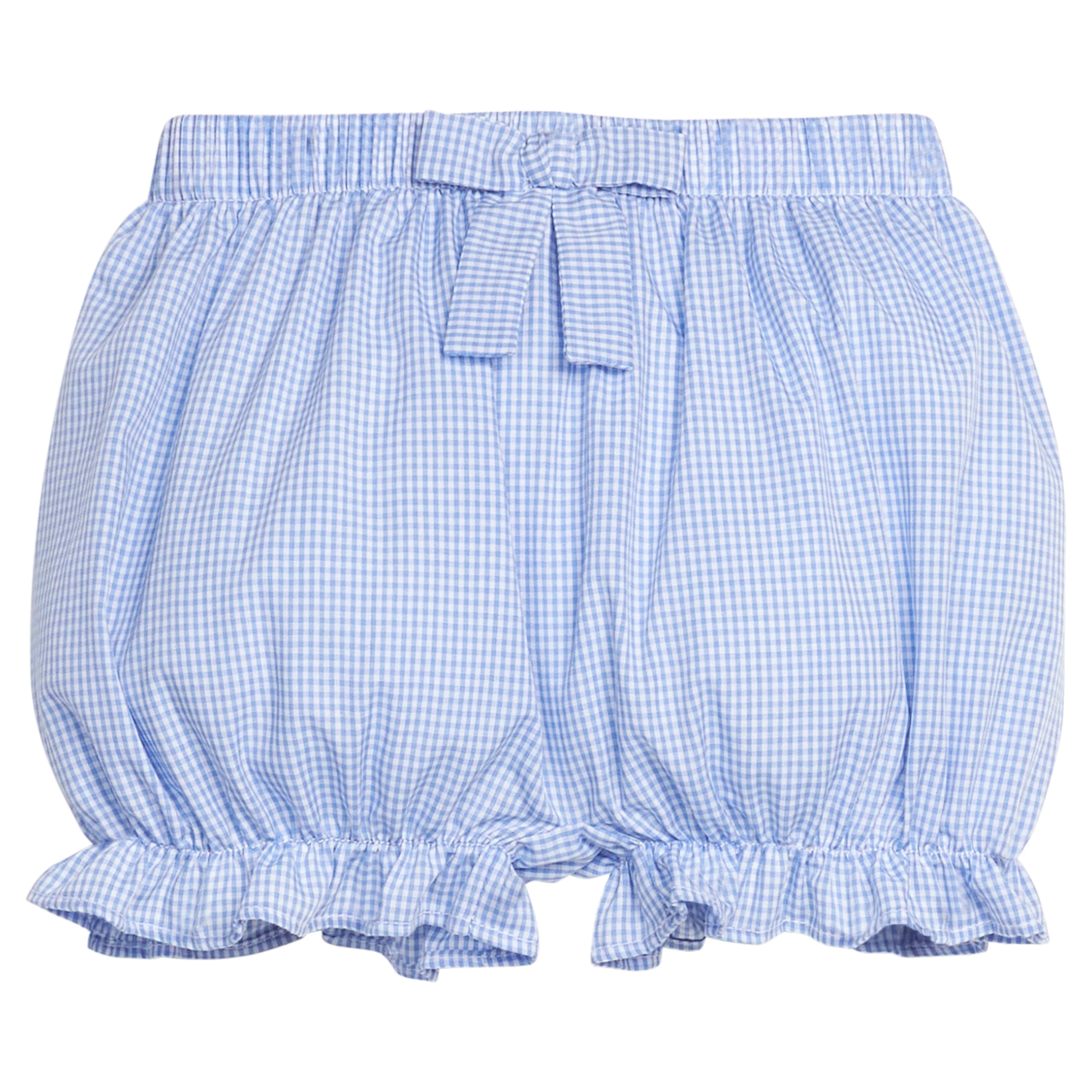 Royal Mini Gingham Bow Bloomers - Blue Girl Diaper Cover | Little English