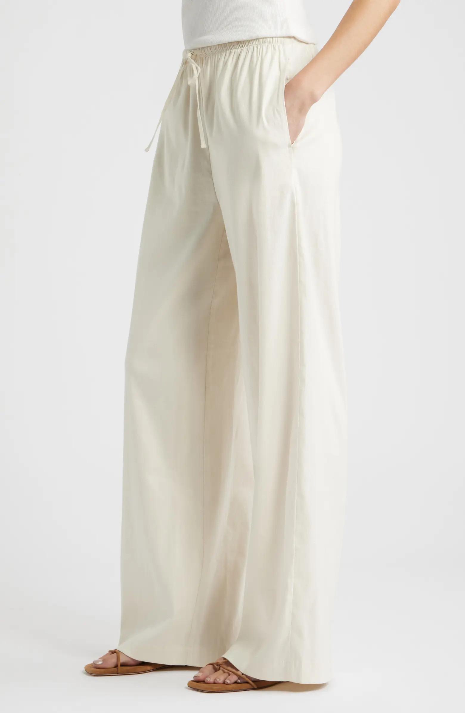 Linen Blend Drawstring Pants | Nordstrom