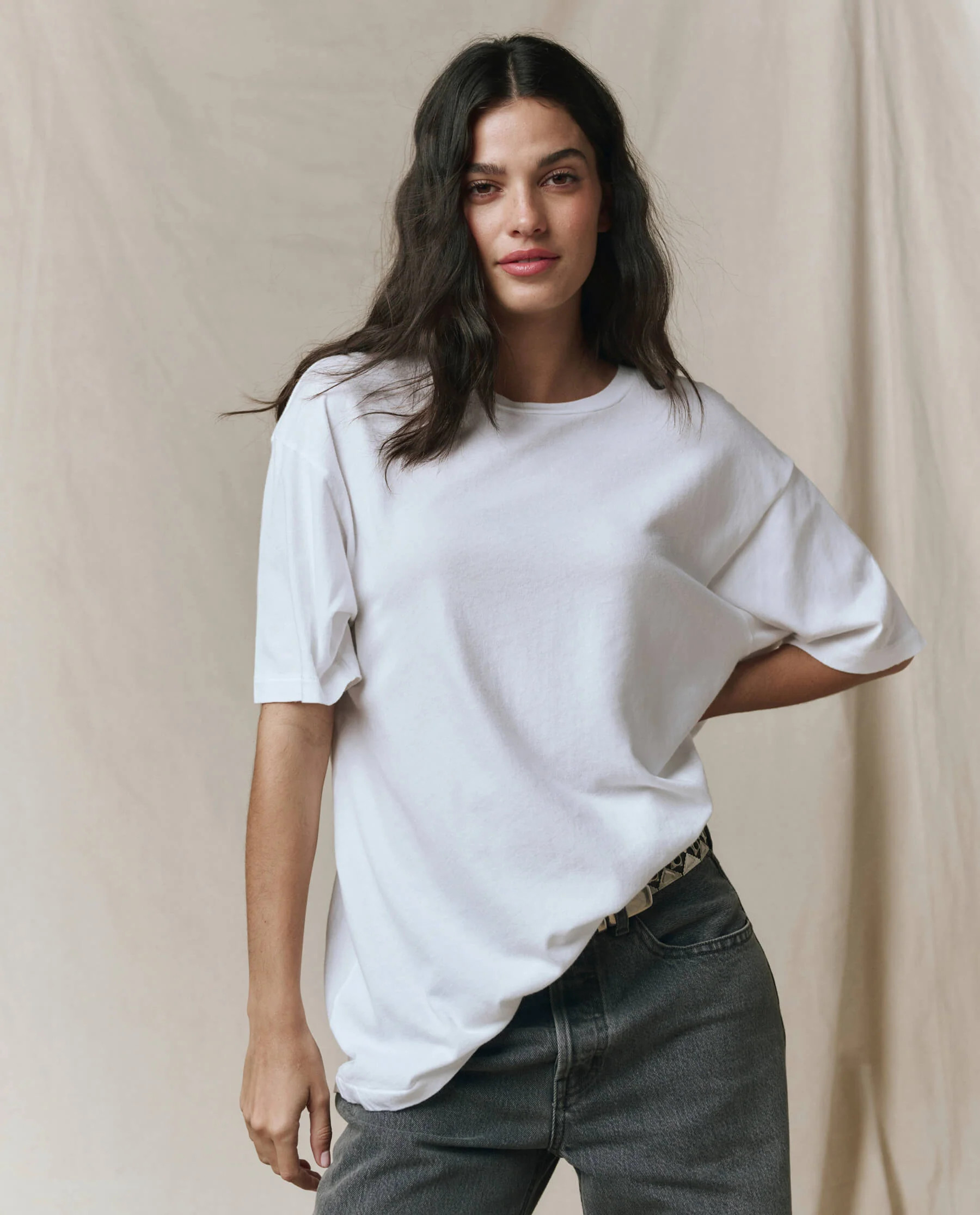 The Slouchy Crew Tee. -- True White | THE GREAT.
