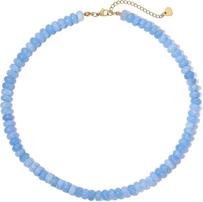 Beaded Necklace for Women,Natural Gemstone Necklace for Women,Colorful Bead Choker Necklace Handm... | Amazon (US)