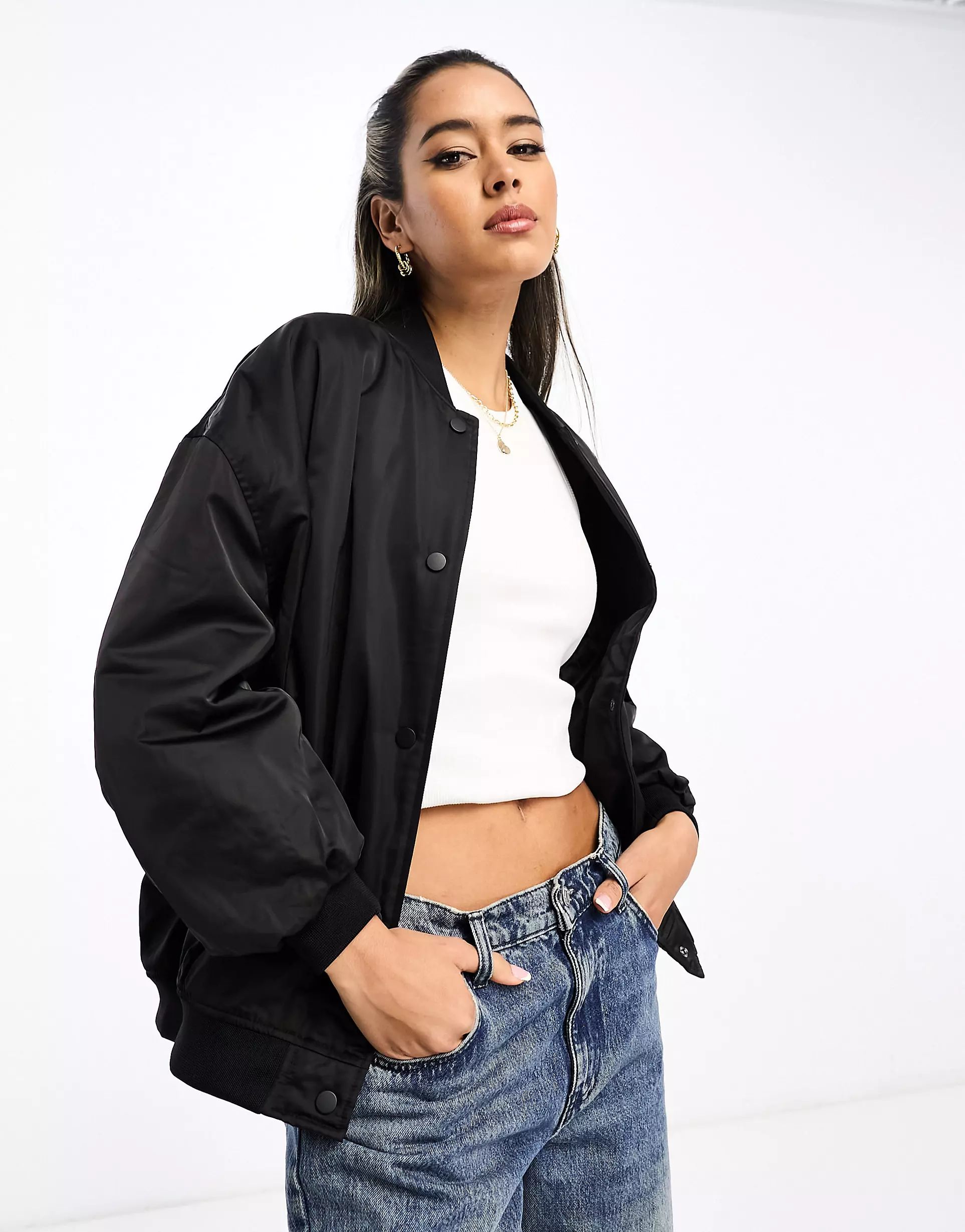 River Island relaxed bomber jacket in black | ASOS (Global)