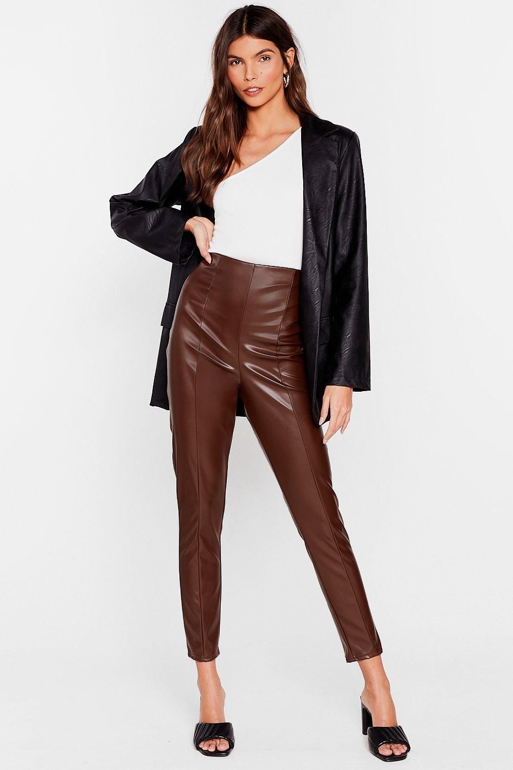 Womens Now More Than Faux Leather Leggings - Choc Brown | NastyGal (US & CA)