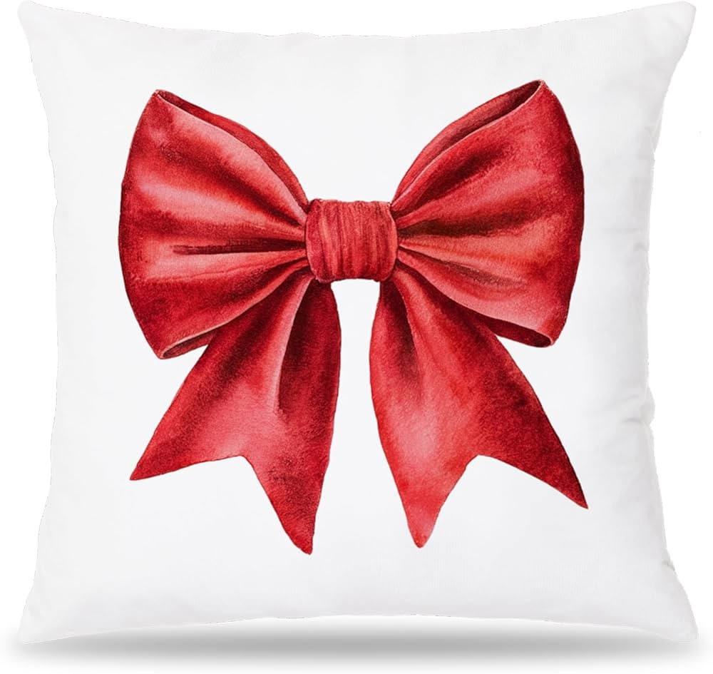 Christmas Red Bow Pillow Covers 18x18,Coquette Red Bow Pillow Covers for Couch,Coquette Christmas... | Amazon (US)