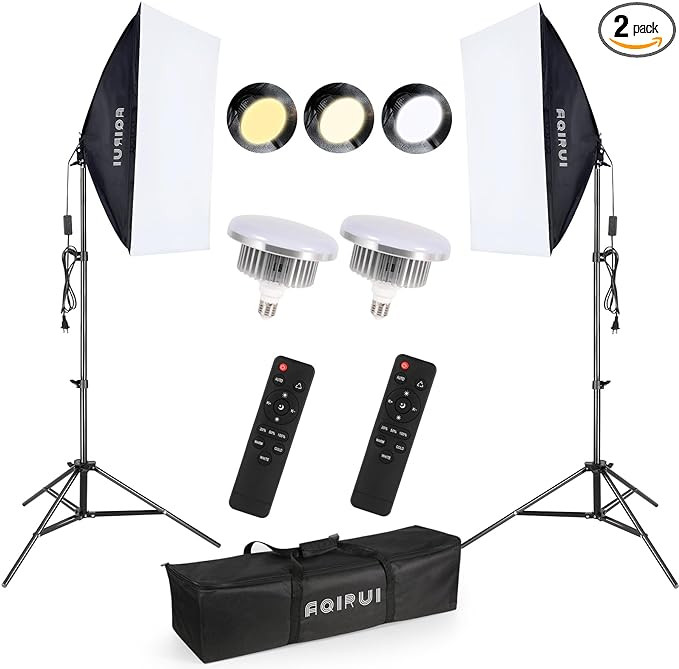 【Upgrade LED Bulb】Softbox Lighting Kit, Continuous Photography Lighting Kit with 2X175W 3000-... | Amazon (US)