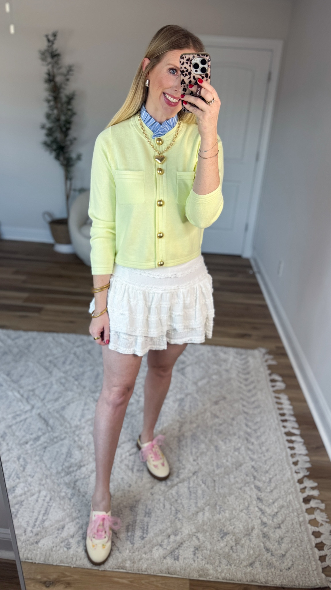 Weekend Walmart Wins try on
Neon cardigan with ruffle collar- small
White lace skort- medium [is pretty short, I sized up for more length]

#LTKootd
