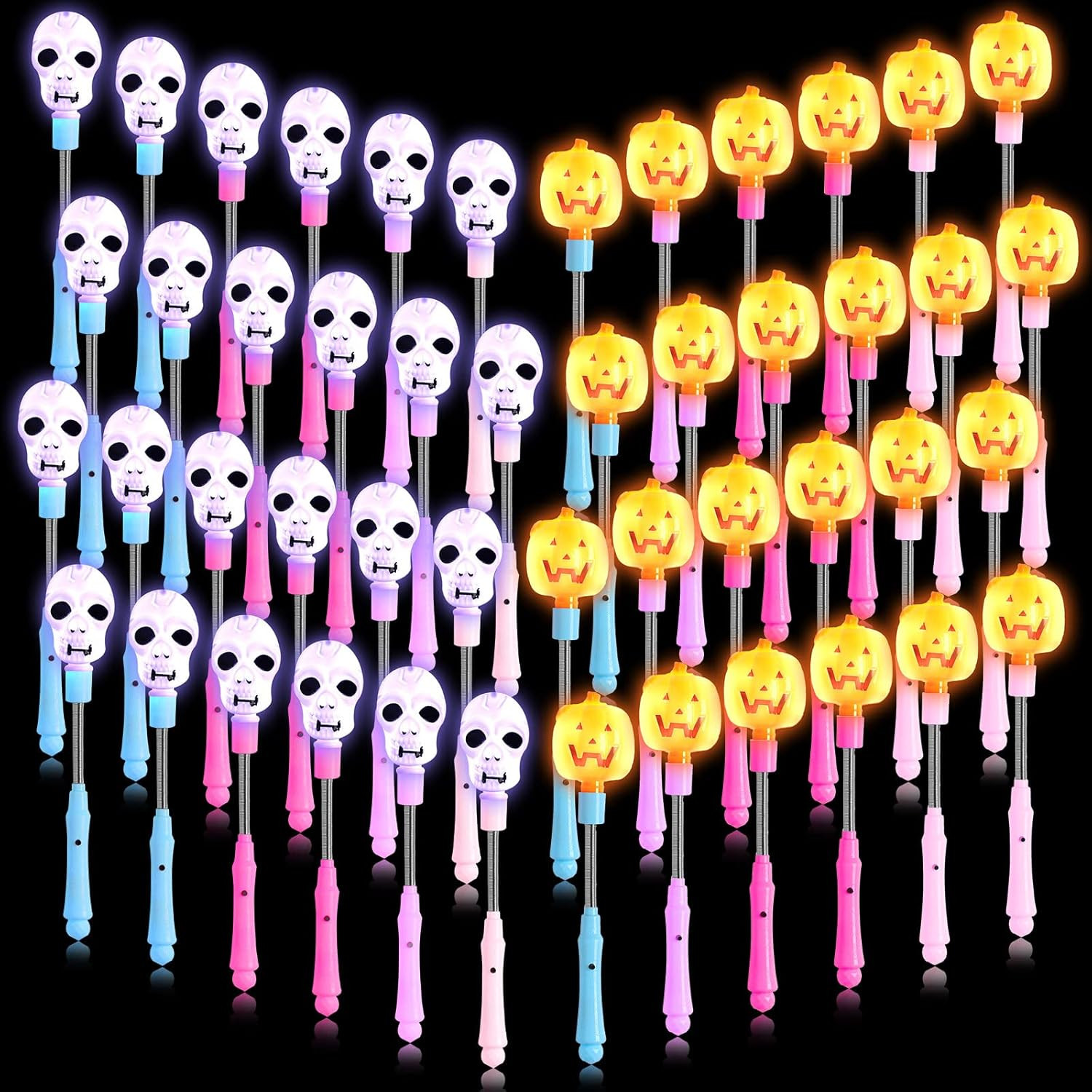 Halloween Glow Sticks Pumpkin Wand Pumpkin Light up Stick LED Skull Sticks Halloween Flashing Wan... | Amazon (US)