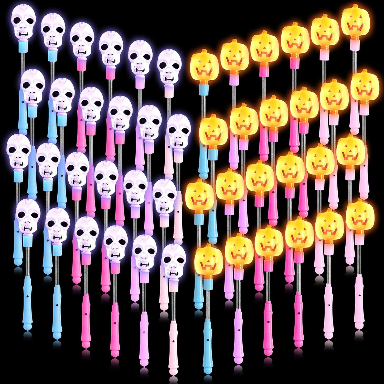 Halloween Glow Sticks Pumpkin Wand Pumpkin Light up Stick LED Skull Sticks Halloween Flashing Wan... | Amazon (US)