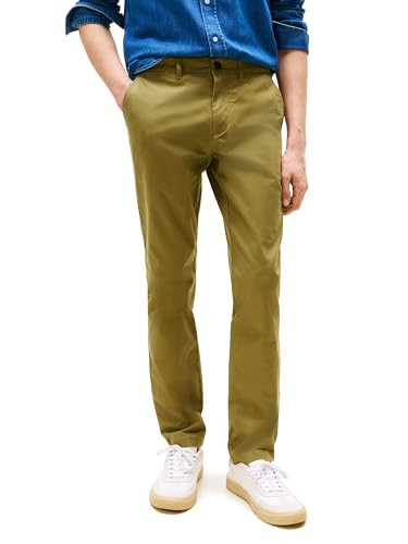Tommy Hilfiger Men's Chino Pants Stretch Slim-Fit, Uniform Olive 30x30 | Amazon (US)