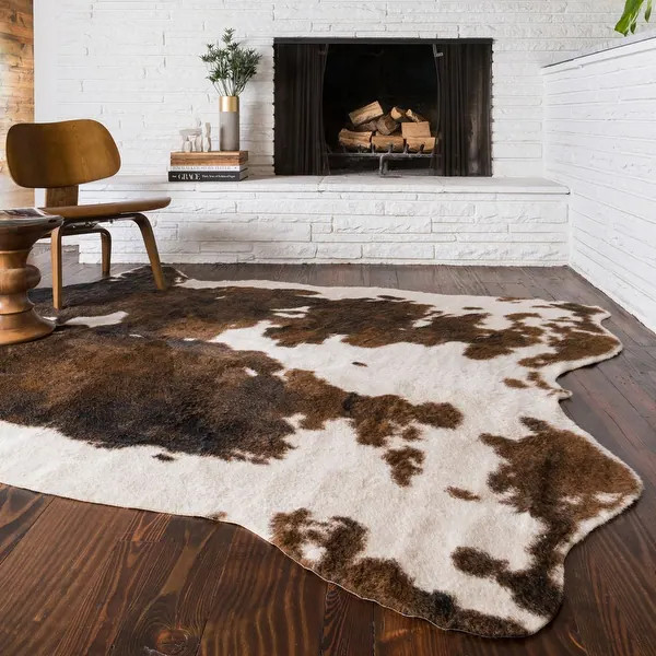 Alexander Home Yosemite Faux Cowhide Area Rug | Bed Bath & Beyond