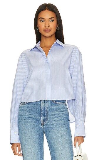 Renata Cropped Button Down Shirt in Stripe | Revolve Clothing (Global)