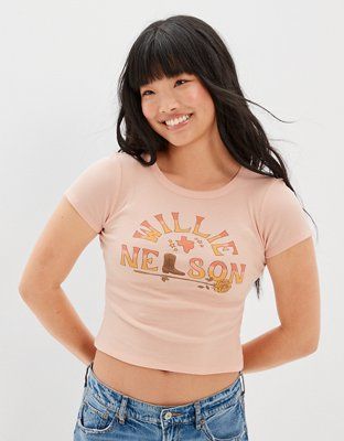 AE Willie Nelson Graphic Baby Tee | American Eagle Outfitters (US & CA)