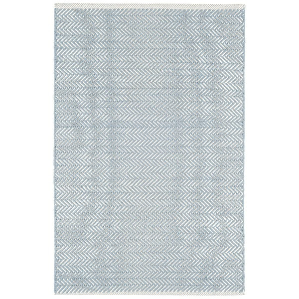 Herringbone Swedish Blue Handwoven Cotton Rug | Annie Selke