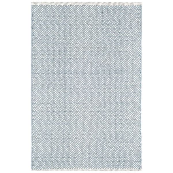 Herringbone Swedish Blue Handwoven Cotton Rug | Annie Selke