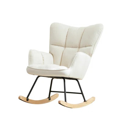 Mckinli Rocking Chair Upholstered Glider Rocker Accent Chair Armchair Living Room Bedroom Office | Wayfair Professional