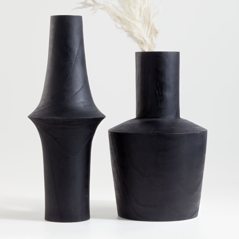 Arllon Black Wood Vases | Crate and Barrel | Crate & Barrel