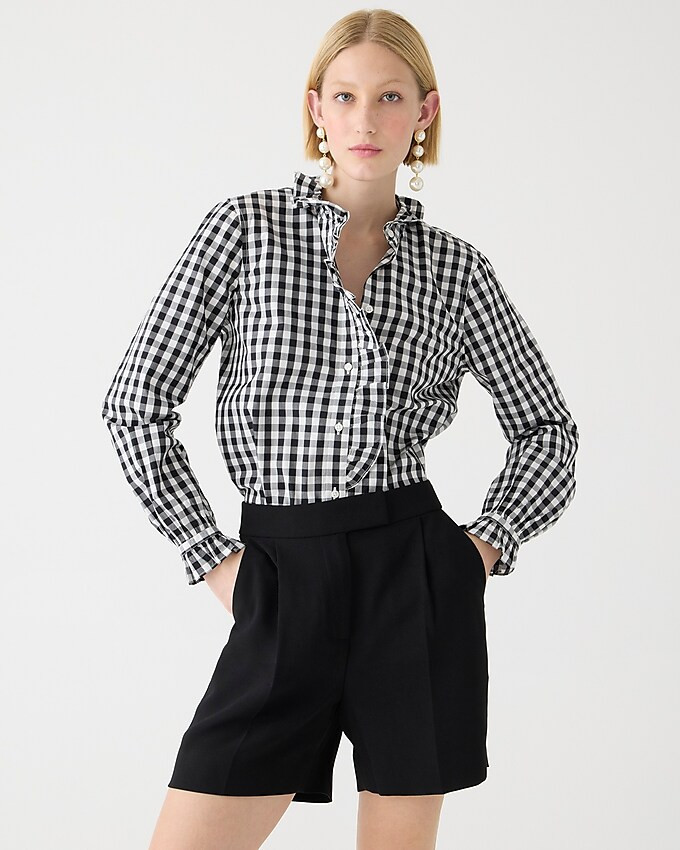 Cottage cotton poplin top in gingham | J. Crew US