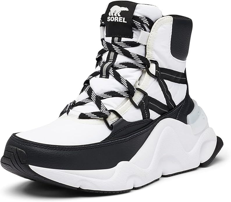 Amazon.com | SOREL Women's Kinetic RNEGD Storm Boot — White, Black — Waterproof Textile & PU ... | Amazon (US)