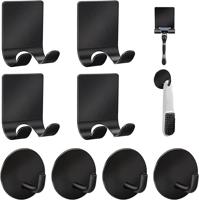 Razor Holder for Shower + Adhesive Wall Hooks, Premium 304 Stainless Steel Shower Razor Holder wi... | Amazon (US)