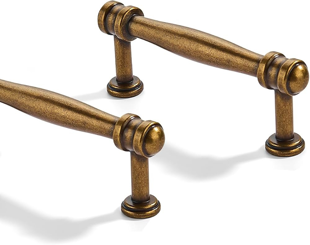 10 Pack 3 inch(76mm) Center to Center Antique Brass Cabinet Pulls Solid Cabinet Hardware Heavy-Du... | Amazon (US)