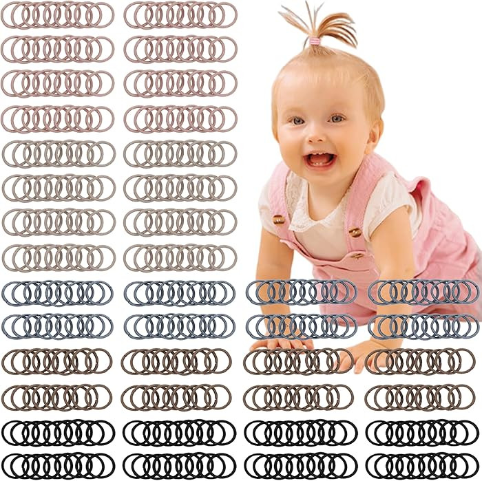 CÉLLOT 360PCS Brown Baby Hair Ties, 2cm in Diameter No Crease Finger Rubber Hair Elastics,Small ... | Amazon (US)