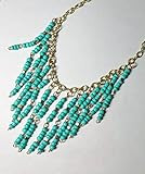 Beaded Fringe Necklace, Bib Necklace Turquoise and Gold by BethExpressions | Amazon (US)