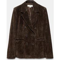 Zara - Double-Breasted Blazer 100% Suede - Brown - S - Woman | Zara US