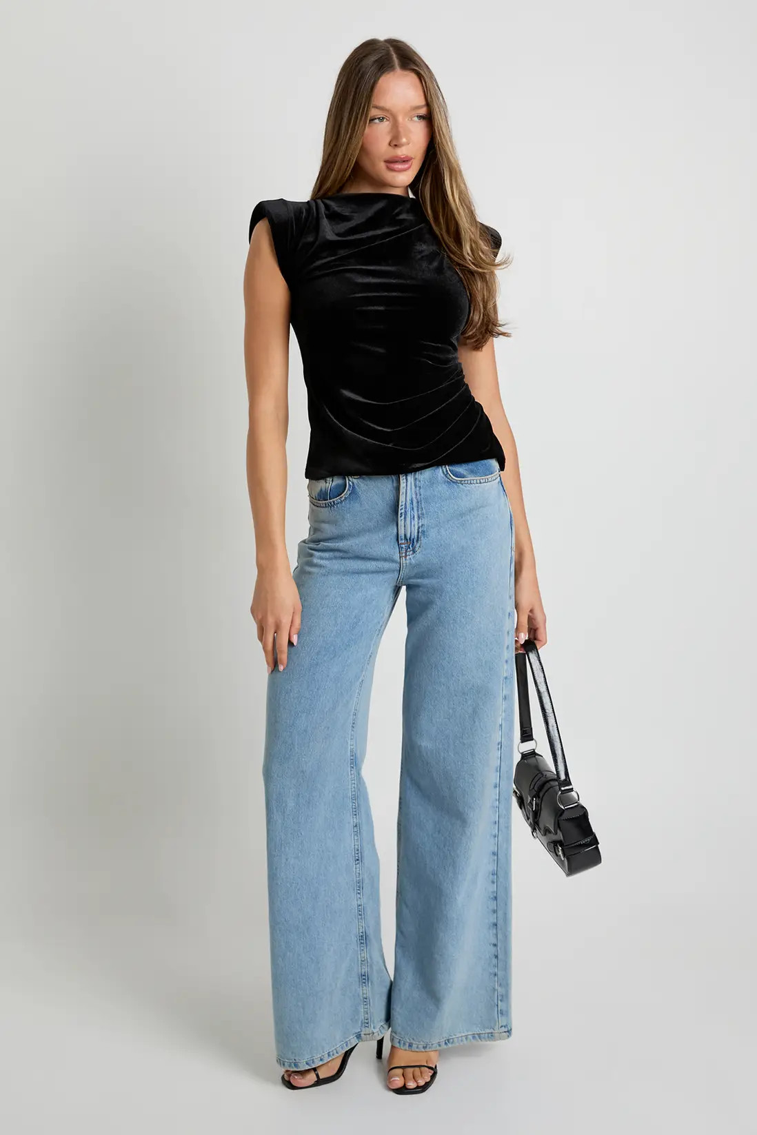 Velvet High Neck Ruched Top | Boohoo.com (UK & IE)