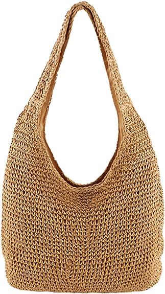 CHIC DIARY Womens Hand-woven Straw Shoulder Bag Large Summer Beach Leather Handles Handbag Tote w... | Amazon (UK)