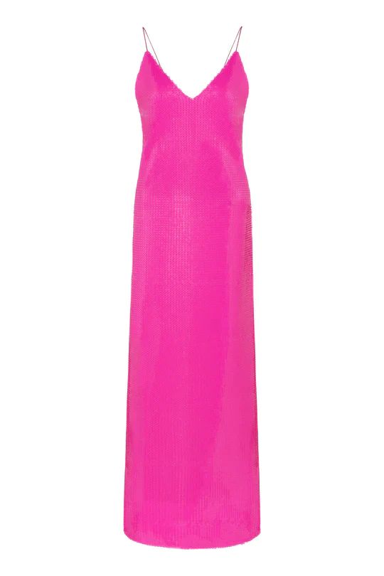 Jojo Sequin Maxi Dress in Fuchsia Pink | Over The Moon