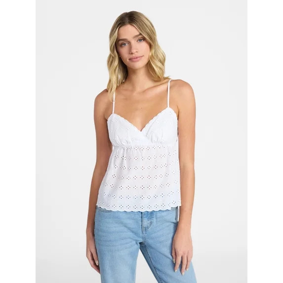 No Boundaries Cotton Eyelet Babydoll Cami, Women’s XXS-XXL | Walmart (US)