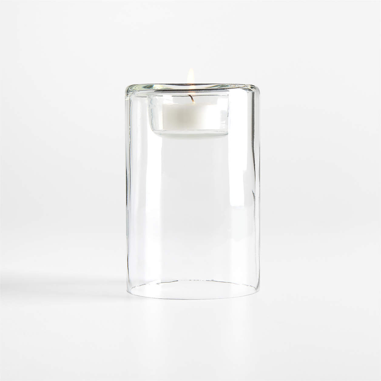 Roche Medium Clear Glass Tealight Candle Holder 5.5" + Reviews | Crate & Barrel | Crate & Barrel