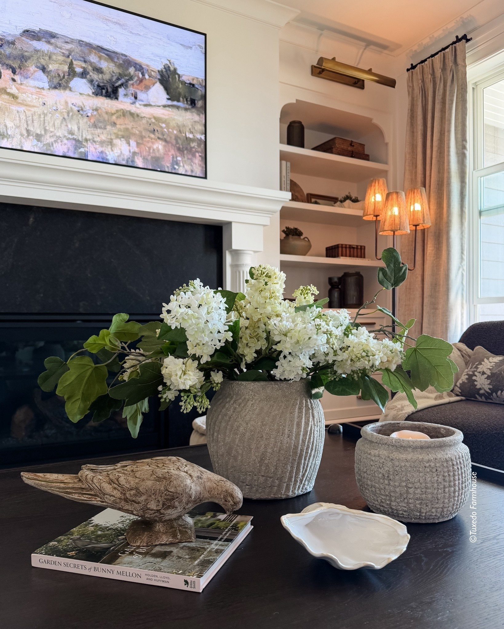 Spring vibes on my coffee table with rustic vases, white lilacs, a stone dove and a pretty shell bowl.

Seasonal, home decor, accent chairs, rugs, wall art, frames, pillows, lamps, baskets, candles, books, coffee tables, ottomans, trays, bowls, consoles, accent tables
 

 

#LTKSeasonal #LTKHome #LTKSaleAlert
