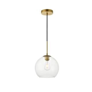 Timeless Home 9.8 in. 1-Light Brass and Clear Pendant Light, Bulbs Not Included LVN4424BR - The H... | The Home Depot