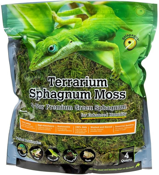 Galápagos (05213) Terrarium Sphagnum Moss, 5-Star Green Sphagnum, Natural, 4QT (Packaging may Va... | Amazon (US)
