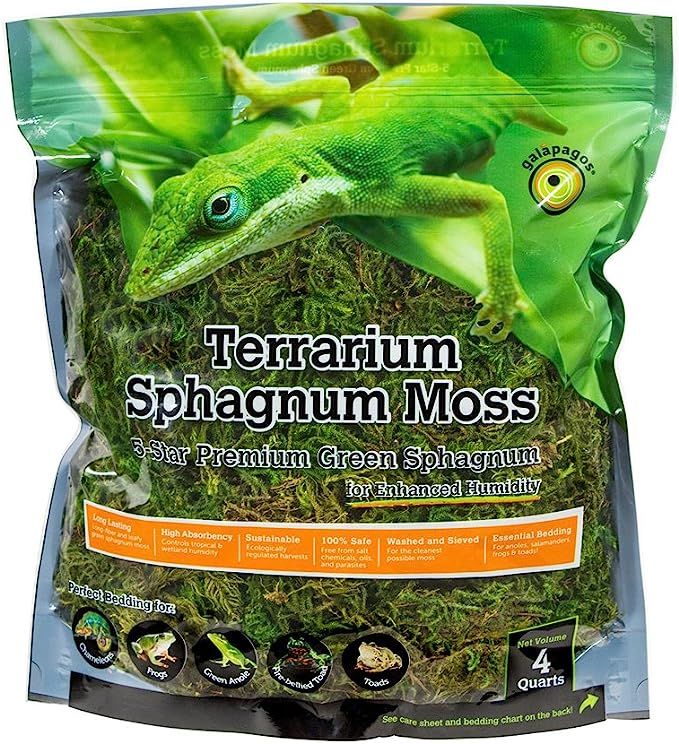 Galápagos (05213) Terrarium Sphagnum Moss, 5-Star Green Sphagnum, Natural, 4QT (Packaging may Va... | Amazon (US)