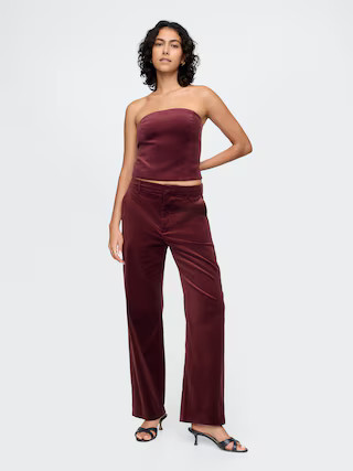 High Rise Velvet Straight Pants | Gap (US)